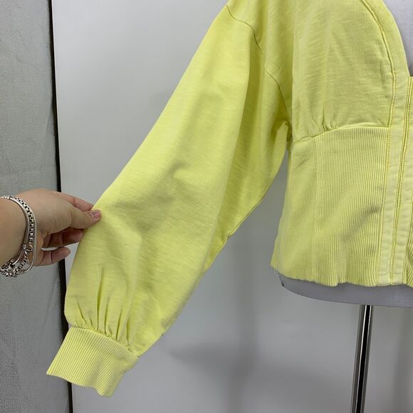 Pilcro Sweatshirt Womens XL Buttercup Crop Open Back Long Sleeve Anthropologie - Picture 5 of 15